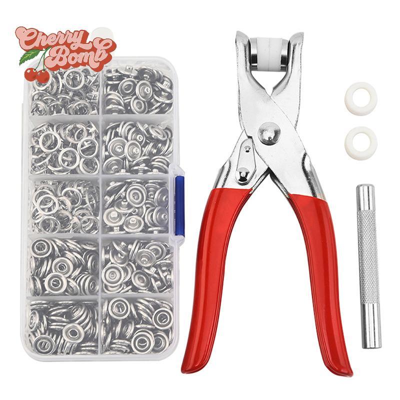 (櫻桃炸彈)套裝按扣套件工具,帶緊固件鉗子的金屬按扣環用於服裝縫紉的按壓工具套件全新