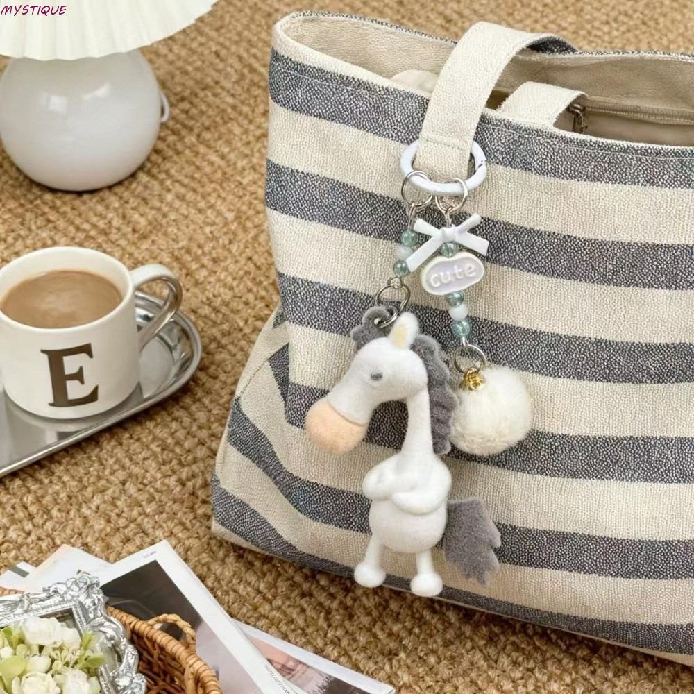 MYSTIQUE 馬年鑰匙扣,可愛的新年生肖吊墜,可愛動物優雅吉祥物毛絨小馬包掛飾幸運符號