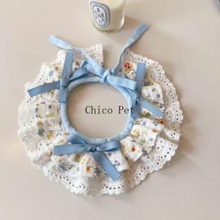 <Chico Pet>貓咪寵物圍兜 公主風蕾絲飾品圍巾 布偶口水巾裝飾圍脖 狗狗可愛英短圍嘴