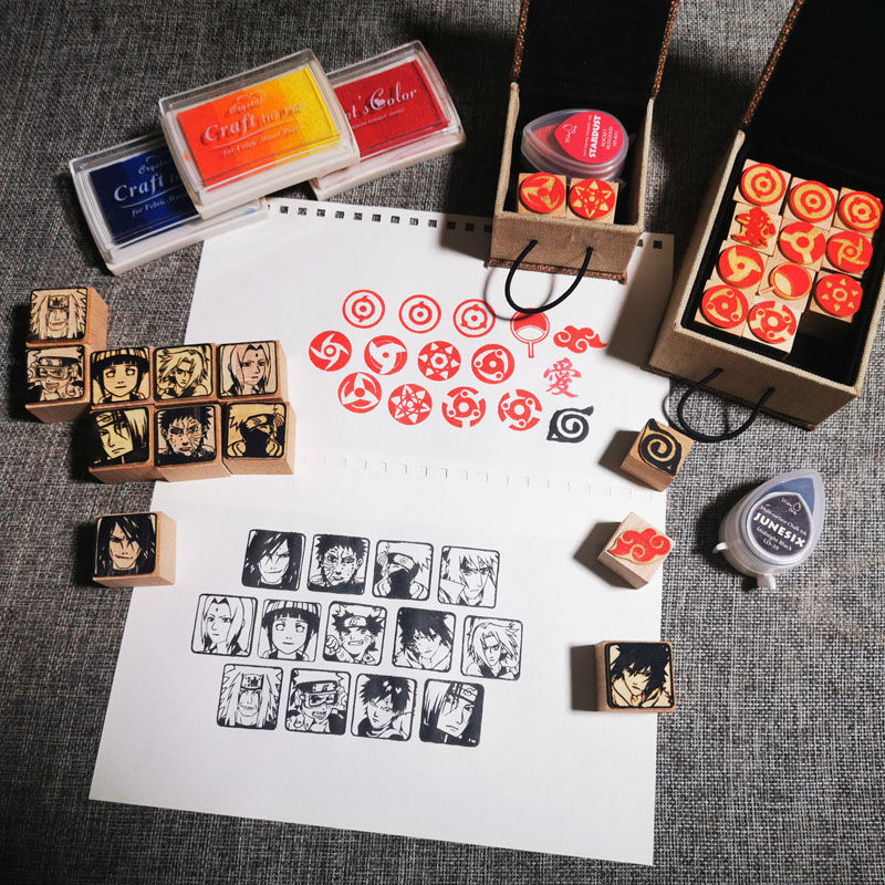 🌟免運優選🌟火影忍者週邊鳴人卡卡西帶土鼬佐助寫輪眼曉標誌印章動漫週邊禮物