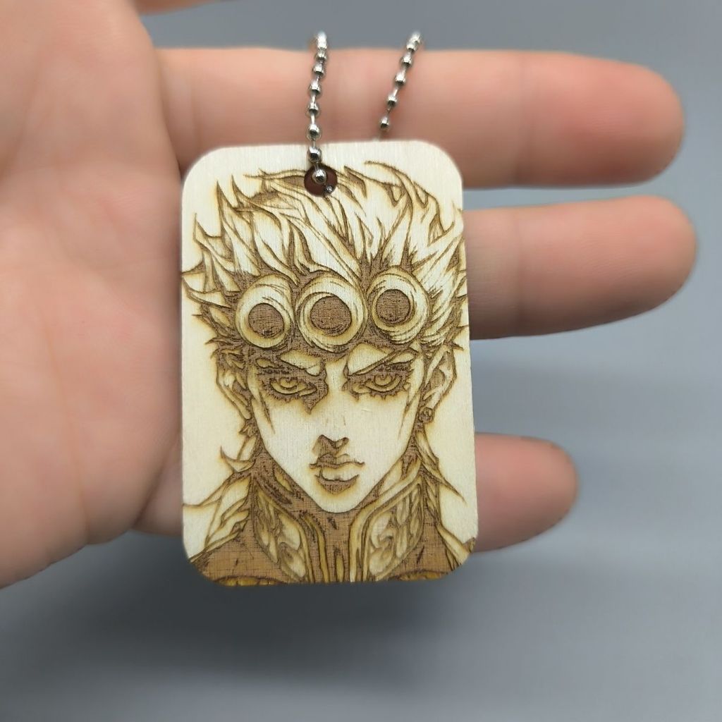 JOJO 喬喬 JOJO的奇妙冒險 鑰匙圈 jojo的奇妙冒險 木質掛件 雕刻 35毫米*53毫米