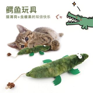 台灣出貨🚀貓咪玩具鱷魚毛絨抱枕逗貓棒貓薄荷蟲癭果磨牙趣味解悶耐咬模擬魚 宅配免運