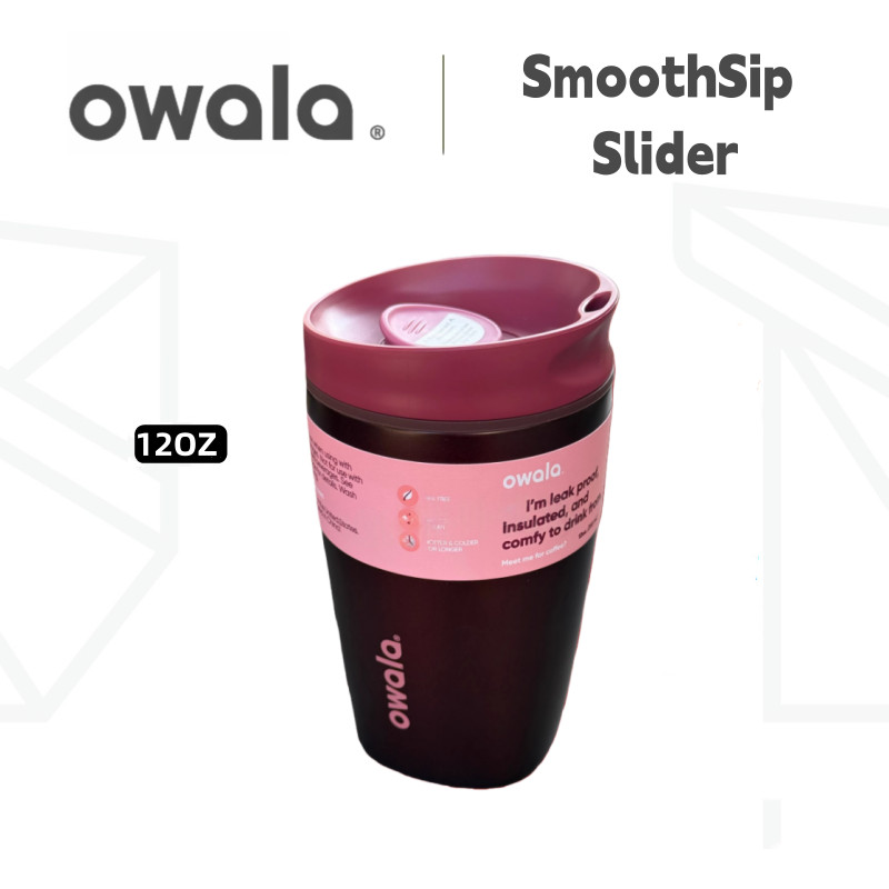 20 盎司和 12 盎司 Owala SmoothSip 滑塊玻璃杯絕緣不銹鋼可重複使用馬克杯,適用於熱咖啡和冰飲料旅行