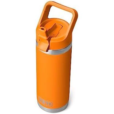 YETI Rambler 18 盎司瓶裝,真空絕緣,不銹鋼帶配色吸管蓋,救援紅色