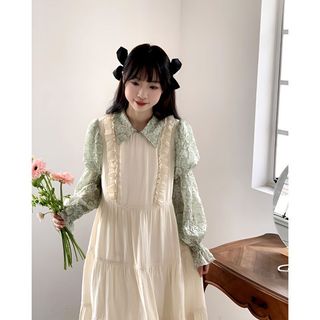 W.Mei 日系女裝 森系女裝 日系森林系 日系服飾 日系洋裝 溫柔風連衣裙春裝新款法式茶歇初戀裙內搭氣質絕美仙女裙