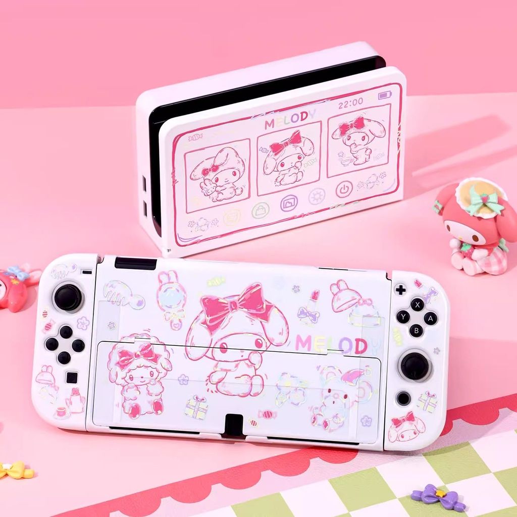 【限時免運】SWITCH OLED保護殼Switch2保護殼可插底座殼可開支架 塗鴉美樂蒂