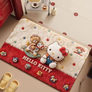 交換禮物 🌺地毯地毯 Hello Kitty立體可愛浴室地墊浴室吸水地墊家用門口腳墊卡通地毯_.heut旗艦店