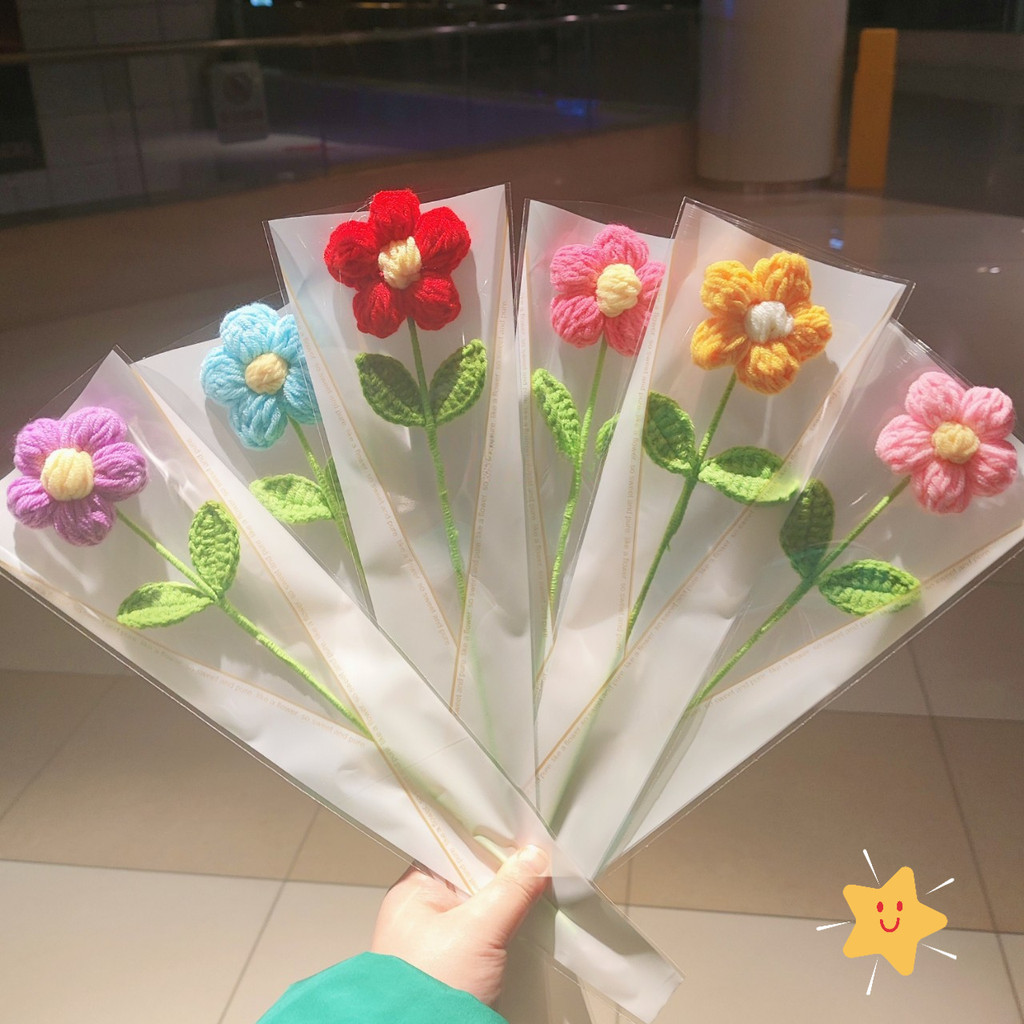 母親節畢業季創意禮物手工編織小紅花單支花束成品