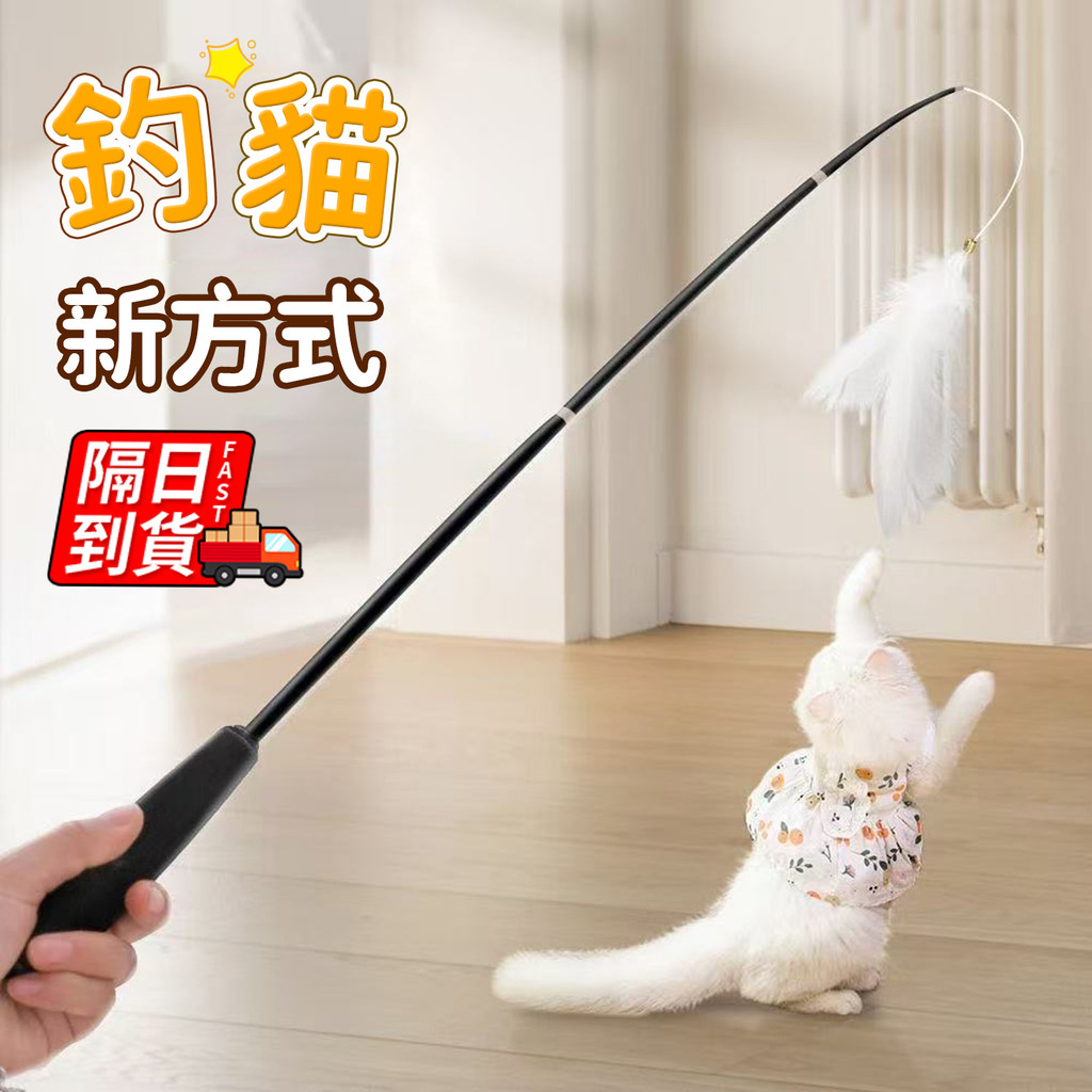 三節伸縮逗貓棒 逗貓棒 久彎耐用 貓咪玩具 釣竿逗貓棒 伸縮逗貓桿 魚竿逗貓棒 貓狗玩具 QJ2959