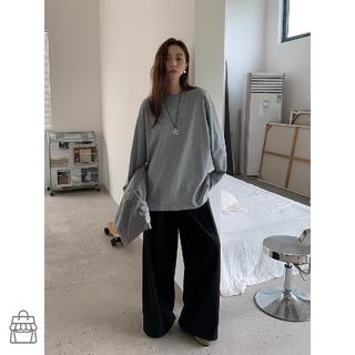 🔥臺灣出貨🔥基礎主義 三色磨毛圓領長袖T恤女秋季寬鬆純色上衣TEE女裝 服飾 臺灣熱賣
