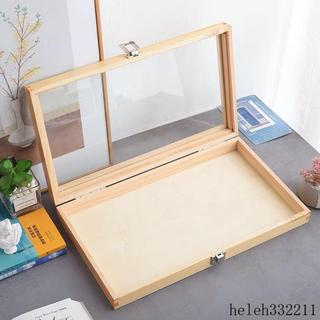 🎀熱銷新品🎀木盒定製帶鎖透明收納盒復古首飾收藏伴手禮品盒子長方形榫卯木盒