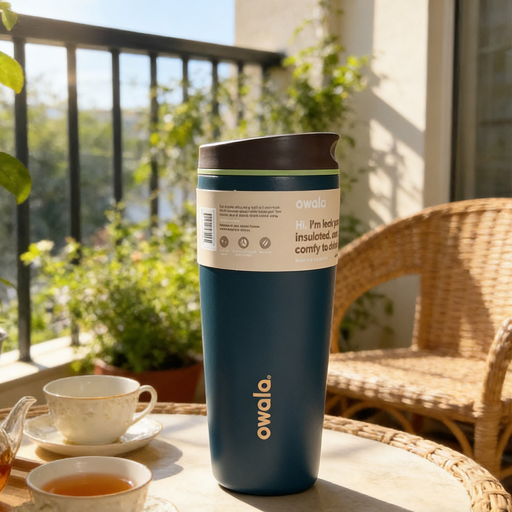 Owala 20 盎司旅行杯 SmoothSip 滑塊絕緣不銹鋼咖啡杯不含 BPA,海軍之夜