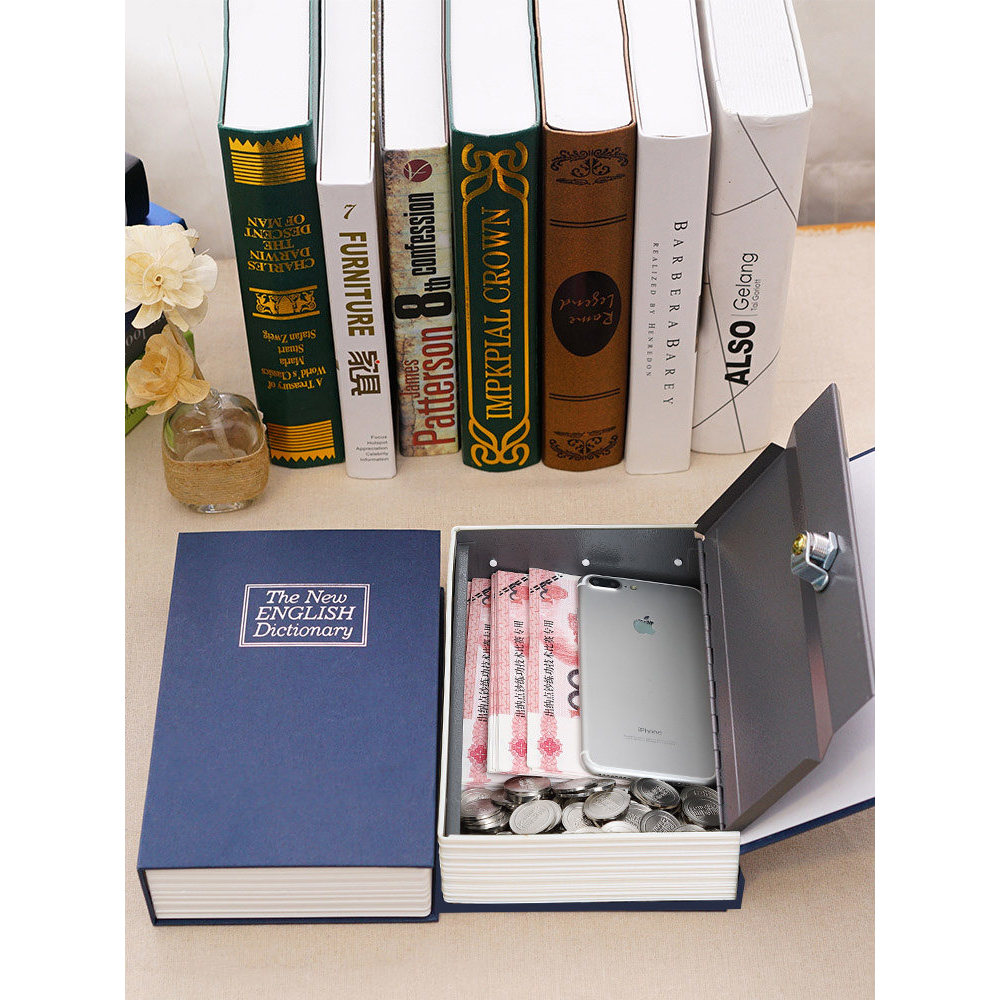 Ω書本保險箱T現貨 書本 保險箱   密碼盒  子帶鎖小型鎖的櫃小神器  存錢罐  現金家用儲物收納