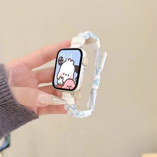 適用於Apple watch 12 11 10 9 DIY編織愛心手繩錶帶 40 41 42 45 46 可愛腕帶