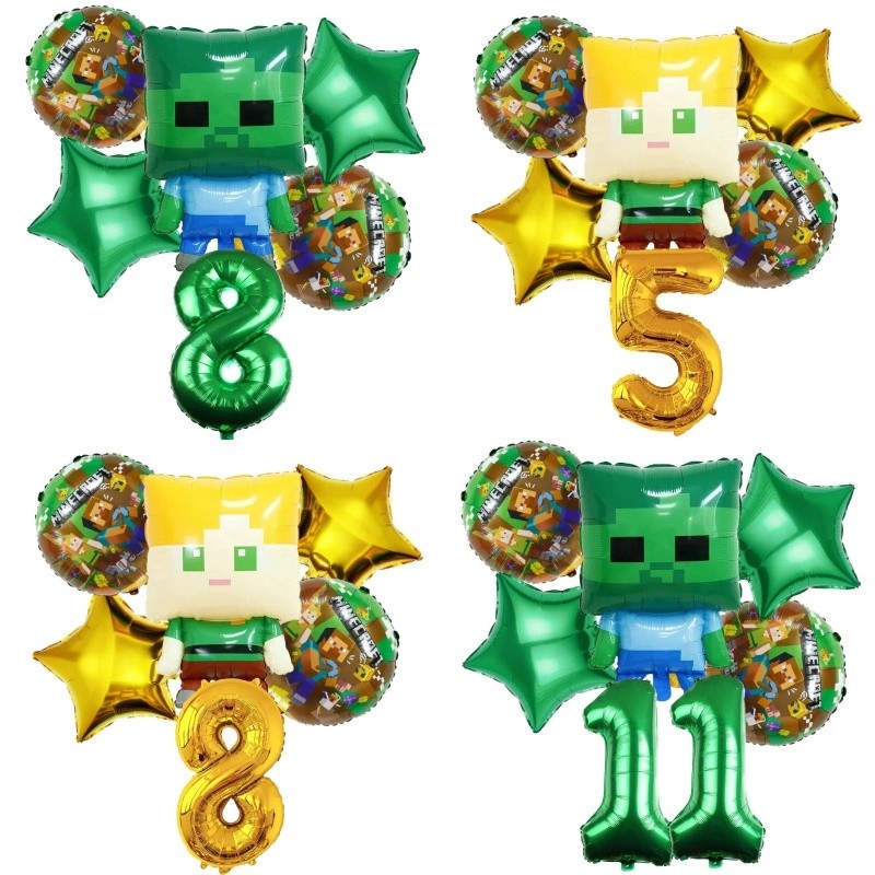 亞歷克斯和殭屍卡通時尚數碼生日裝飾1-12歲氣球套裝派對攝影道俱生日禮物