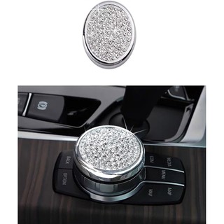 Bling Media iDrive 按鈕蓋,Bling 汽車配件金屬汽車貼花貼紙汽車內飾零件裝飾件相容 BMW 1 2