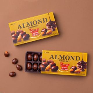 ✨新品特惠 韓國進口LOTTE樂天扁桃仁夾心巧克力豆純可可脂休閒食品解饞零食