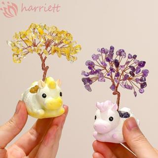 HARRIETT Pony 金錢樹裝飾品,天然水晶金錢樹設計紫水晶金錢樹,可愛手工精美卡通桌面裝飾品送禮