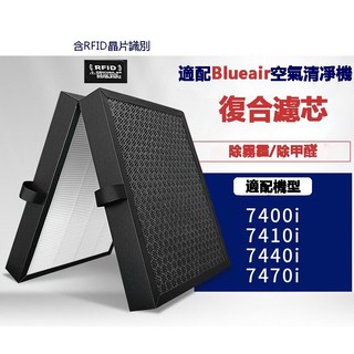 含RFID晶片識別 適用 Blueair 7400系列 7410i 7440i 7470i 複合式HEPA抗菌濾芯濾網