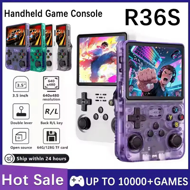 R36S新款復古遊戲機3.5寸Linux開源系統便攜掌上游戲機帶64Gb大內存