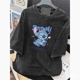 【臺灣現貨】史迪奇T恤 短袖上衣 水洗T恤 水洗做舊上衣 oversize 潮牌短tee 純棉T恤 美式上衣 寬鬆上衣