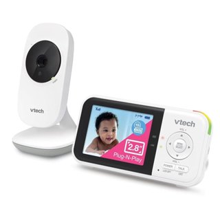 VTech VM819 嬰兒監視器,帶攝像頭和音訊 2.8 英寸螢幕便攜式嬰兒攝像頭夜視 2 路音頻溫度傳感器和搖籃曲安