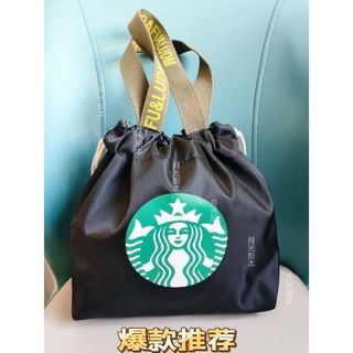 🍭臺灣出貨🍭新款星巴克高顏值加厚便當手提抽繩飯盒媽咪出行上班族帶飯午餐盒 便當提袋 餐盒袋 便當盒袋 小餐袋 手提便當袋
