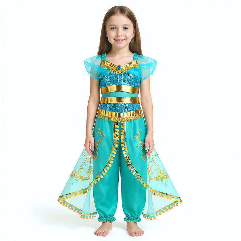 阿拉丁神燈茉莉公主新款茉莉經典款泡泡袖公主cosplay服裝萬聖節