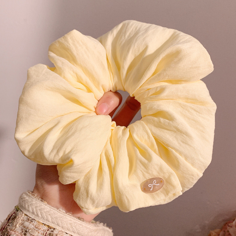 綿綿泡芙~超大號米白色雲朵大腸髮圈女高級感百搭頭飾扎頭繩發繩