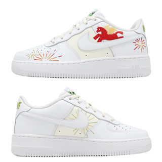 Nike 休閒鞋 Air Force 1 LE GS 大童 女鞋 白米紅 CNY 馬年 IQ1133-111 [ACS]