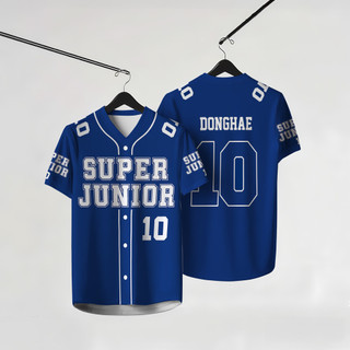SUPER JUNIOR Team Member V領開衫棒球服運動上衣球衣舒適透氣百搭RZON