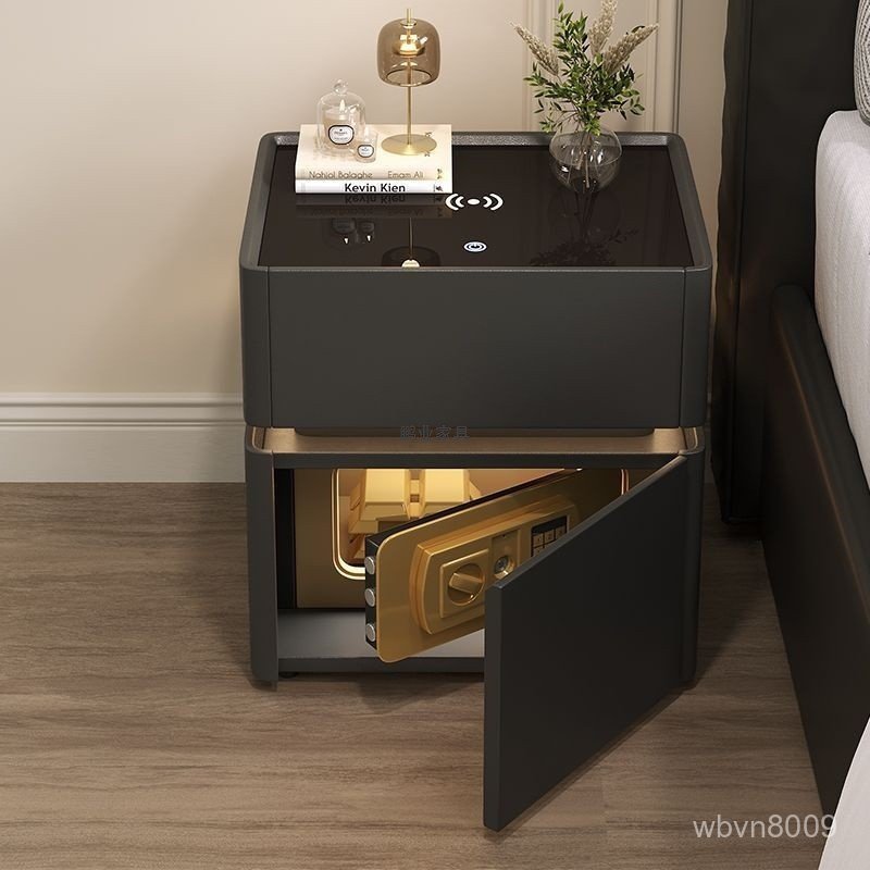 高級主保險櫃輕智能儲存臥室一件式奢皮質感床頭櫃無線家用充電臥櫃 NZOU