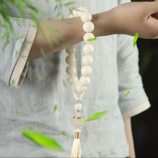 🔥限時下殺🔥周子瑜同款🔥大尺寸白玉菩提手持 十八子蓮花流蘇 古風百搭 菩提念珠 盤串 文藝手串 開光加持 消除煩惱