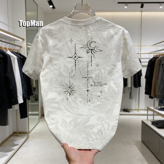 TopMan 男t恤 旭日星辰雙面滿版楓葉街頭打底衫潮t 男生短袖上衣
