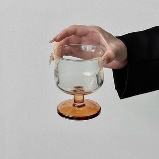 可開發票//小眾復古矮腳收腰玻璃杯ins風美式咖啡杯特調飲品杯冷飲杯果汁杯//免運