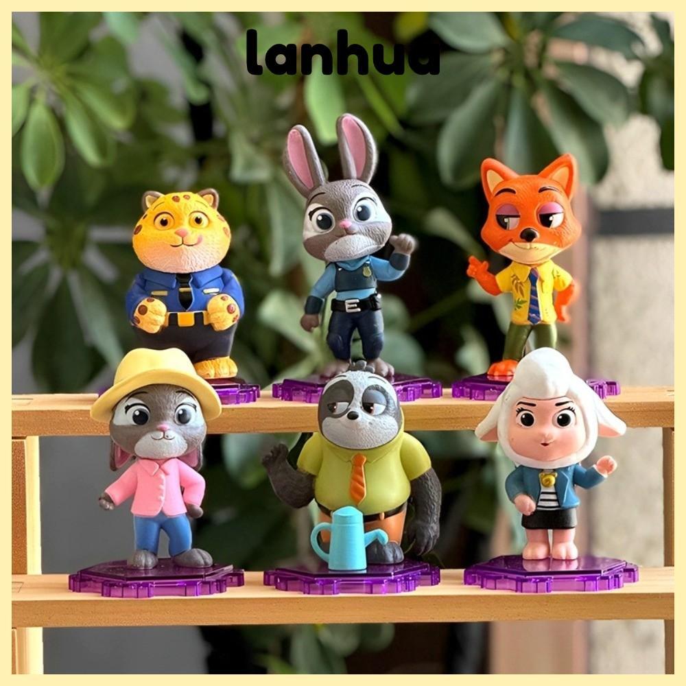 LANHUA 迪士尼 Zootopia 盒子,迷你 PVC Zootopia 兔子朱迪,朱迪和尼克尼克可動人偶玩具盒兒童