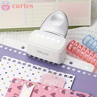 CURTES1方形活頁夾打孔器,便攜式活頁本5孔打孔器,便捷省力手工製作DIY日記本電動打孔機
