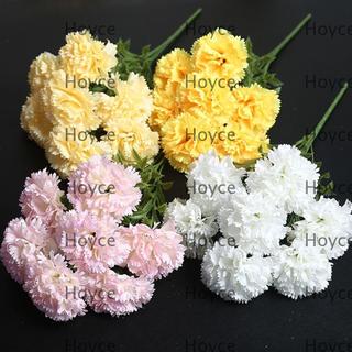 HOYCE人造康乃馨花束絲綢母親節模擬康乃馨逼真攝影道具7頭婚禮假花婚禮裝飾