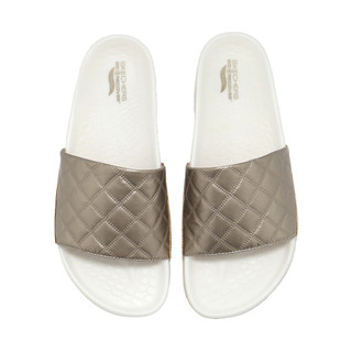 Skechers 拖鞋 Arch Fit Hyper Slide 女鞋 米白 金 彈力涼拖鞋 141711GLD ACS