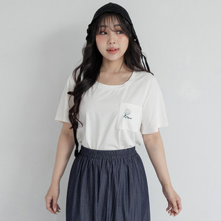 【PolyLulu】 絲滑涼感小花刺繡TEE