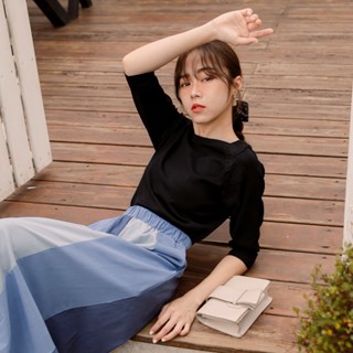 OB嚴選 高彈純色拼接蕾絲七分袖針織上衣 《FA2490》大尺碼/女裝/現貨