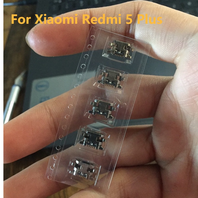 5-30 件微型 USB 充電底座端口插座適用於小米 Redmi 5 Plus 充電針底座連接器更換維修零件