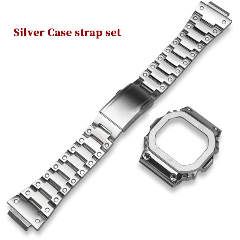 Casio卡西歐一體式錶帶錶殼套裝不鏽鋼 適用於 G-shock DW5600/5610 DW5035 GW5600E