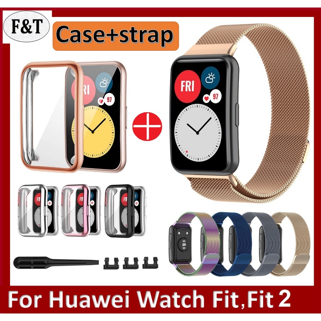 同色華為 watch fit 2 錶帶/fit 錶帶 + 錶殼華為手錶 fit 2 錶帶/華為 fit 新款 fit 優