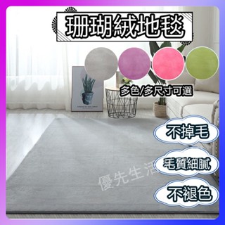珊瑚絨地毯 地毯地墊 防滑地墊 絨毛地毯 現代簡約風臥室地毯 純色地毯 臥室床邊地毯 客廳防滑地毯 床邊地墊