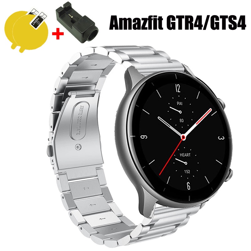 適用於 Amazfit GTR4 GTR GTS 4 GTS4 錶帶智能手錶錶帶替換金屬手鍊不銹鋼錶帶屏幕保護膜