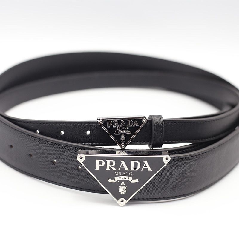 普拉達 ! Prada 高品質休閒牛皮時尚男女通用皮帶皮帶耐用皮帶