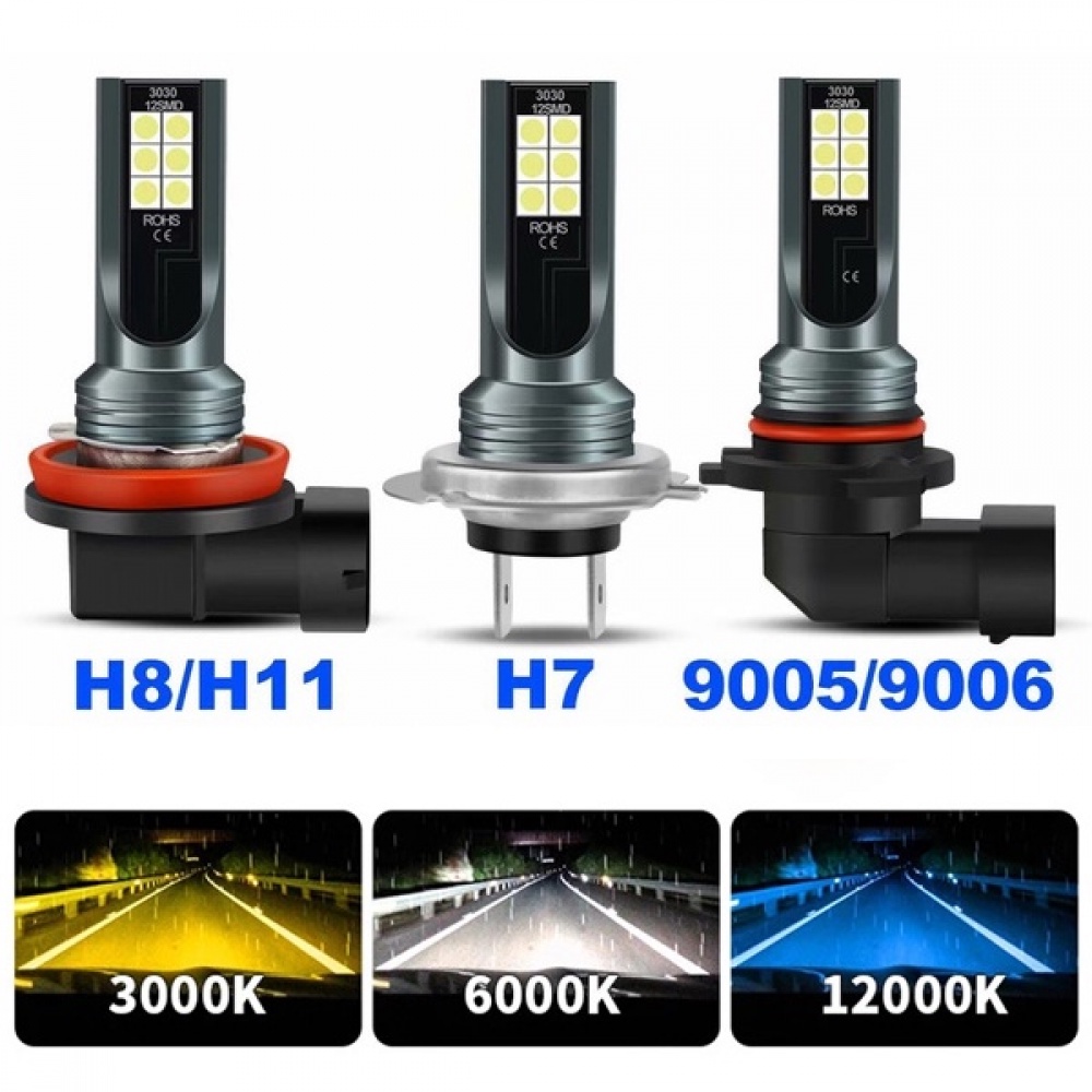 2 件裝 H4 H7 汽車 Led 霧燈 H11 H8 H9 H16JP H1 H3 大燈燈泡 9005 9006 自駕