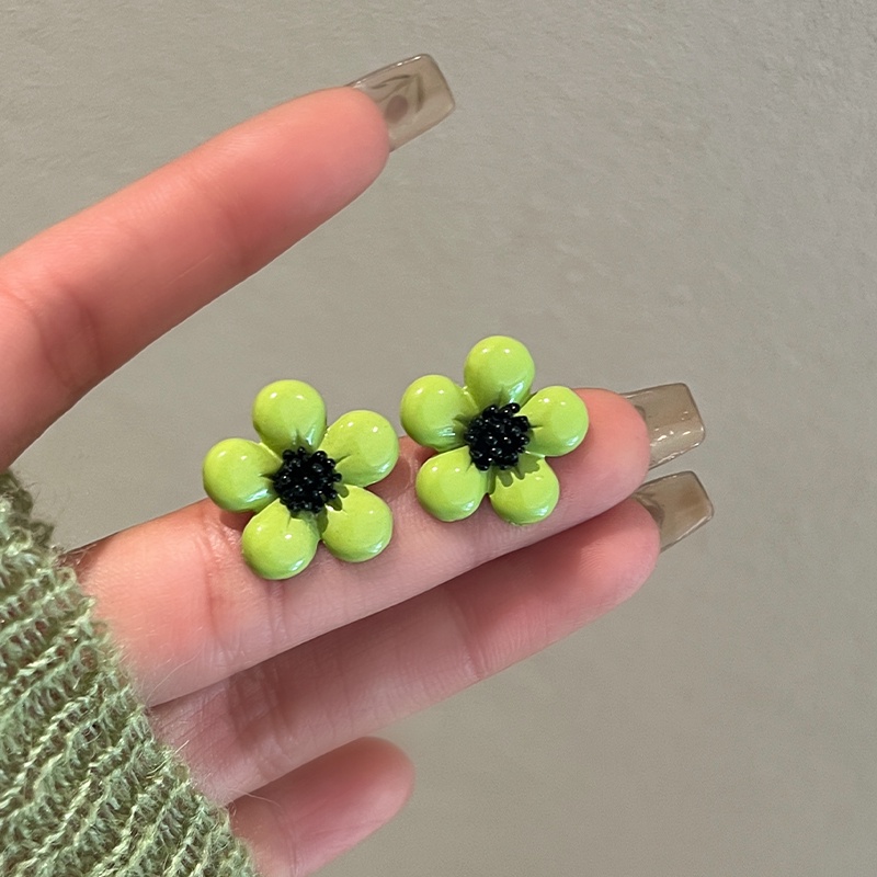 酪梨綠色花朵耳環法式小清新少女新鮮花瓣甜美耳環