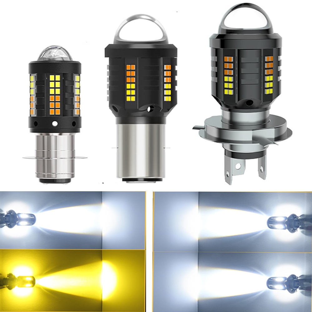 8000lm H4 LED 大燈 H6 BA20D P15D 燈泡摩托車踏板車配件前燈帶鏡頭白色黃色汽車霧燈 12V
